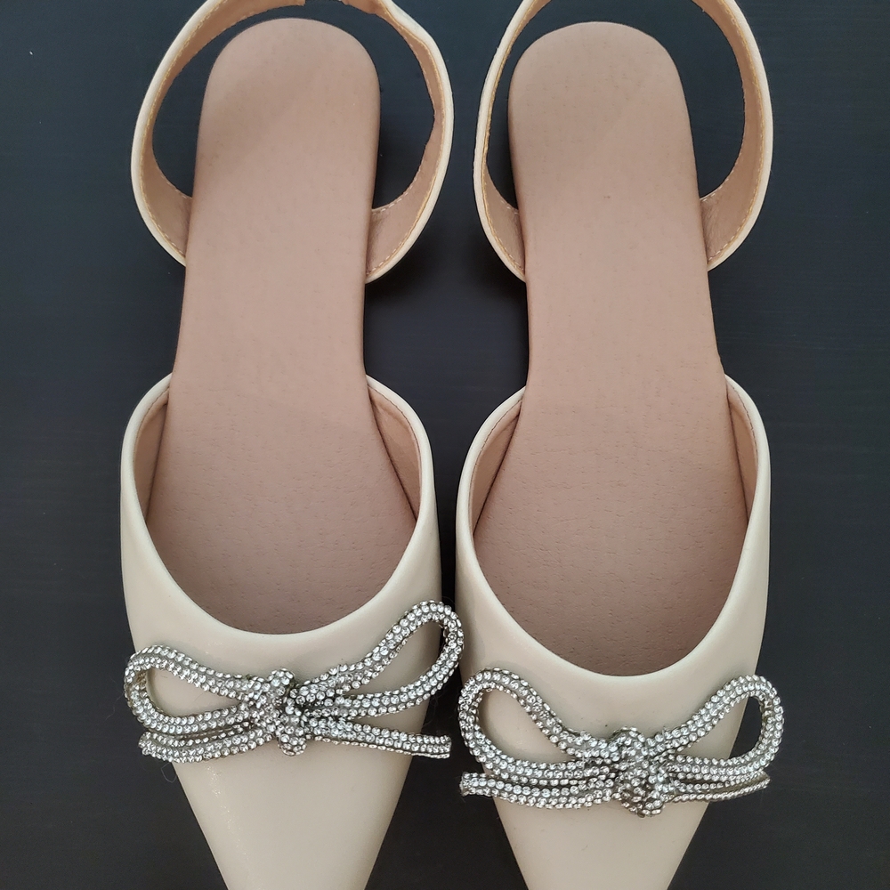a new day Cream Flats with Bow Accent